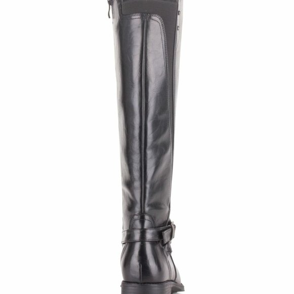 NWT WANTED Womens Black Double Buckle Strap Stretch Bergen Riding Boot - Picture 9 of 10